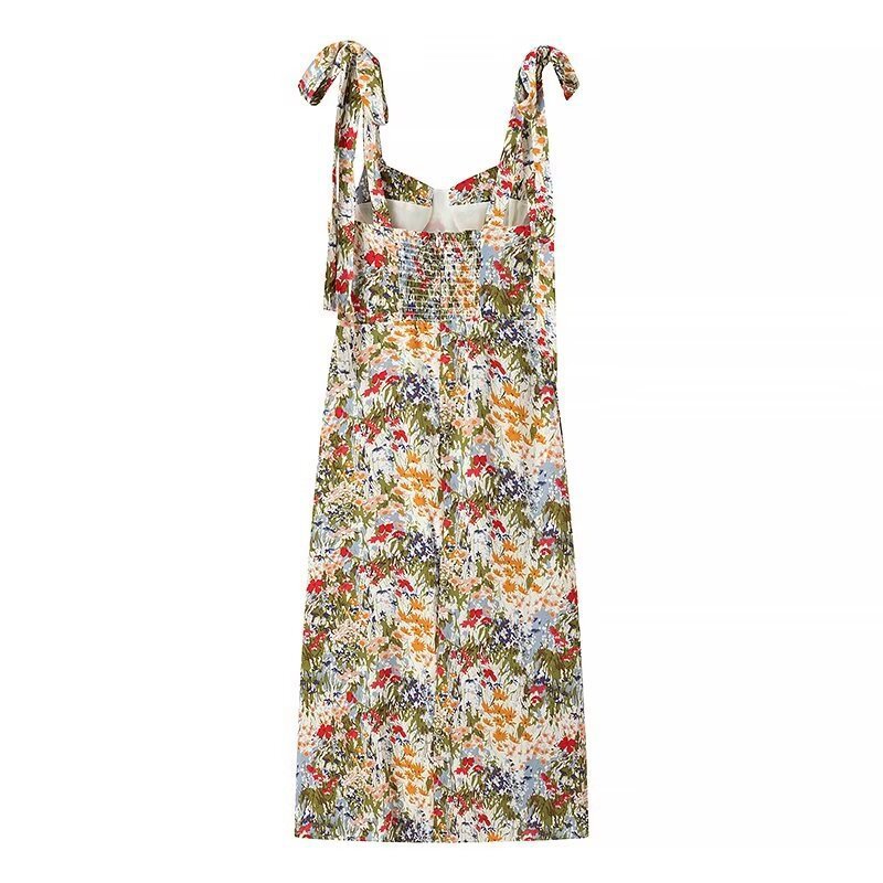 Women's Elegant Light Mature Wide Strap Printed Dress
