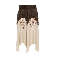 Leopard Print Mesh Stitching Irregular Skirt Hot Girl Pleated High Waist