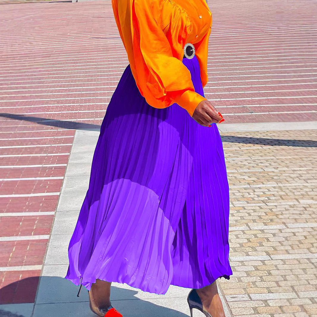 New Fashion Elastic Pleated Skirt Plus Size Foreign Trade A- Line Skirt