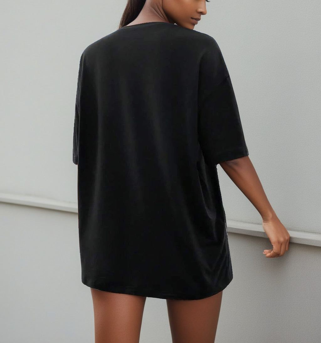 Hong Kong Style Sunset Pattern Printed Short-sleeved T-shirt