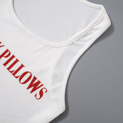 New Letter Printing Skinny Short Tank Top Sleeveless T-shirt Women