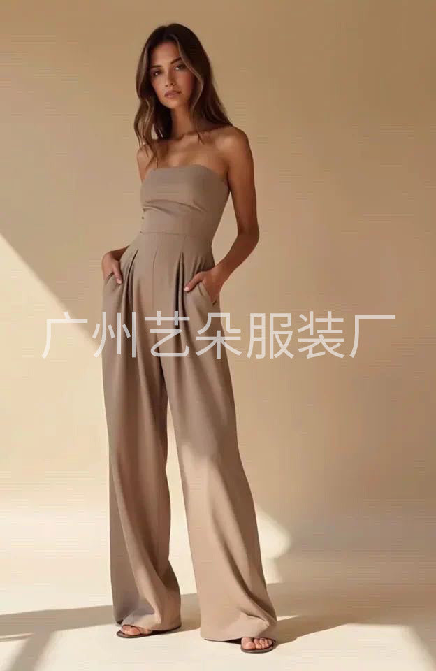 Women's style slim-fit wrap-around pants, long jumpsuits, hot girls