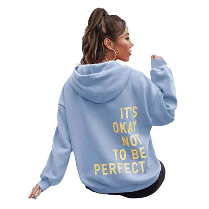 Women's multi-color letter-printed casual long-sleeved pullover loose hooded sweatshirt