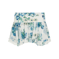 American Street Style Mesh Floral Print Irregular Skirt