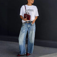 Wide Leg Jeans Stretch Fashion Casual