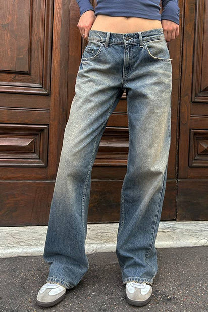 Wash straight-leg, high-waisted, wide-leg, loose and drape versatile jeans