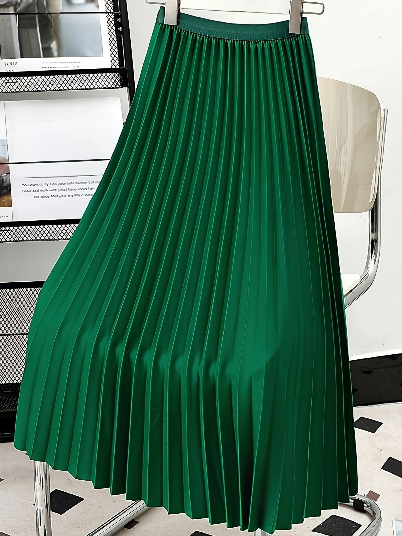 Women's high-end pleated skirt with a sense of drape, solid color large pleated skirt for women