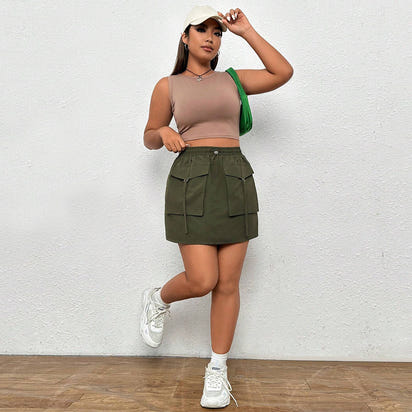 Women's Street Fashion Elastic Waist Workwear Skirt