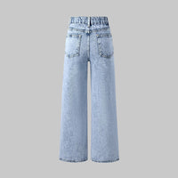 Snowflake Water Washed Hole Printed Wide-leg Jeans