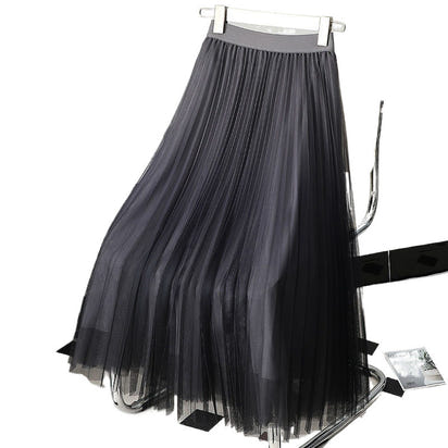 Gradient Color Gauze Skirt Mid-length Mesh High Waist