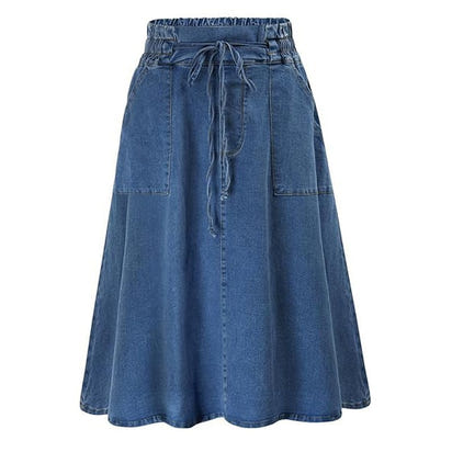 Waist Belt Slip-in Casual Denim Skirt