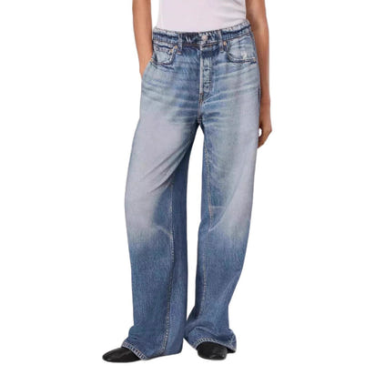 American high-waisted jeans for women, loose and versatile, narrow floor-length long pants, wide-leg pants