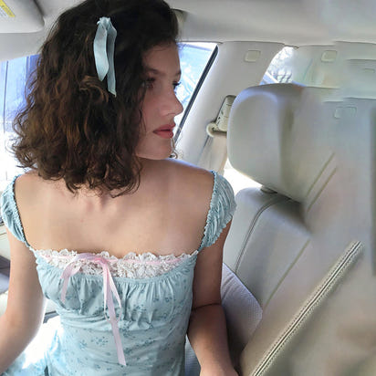 Floral bow strappy top for female bm, pure and elegant, slim and fashionable, gentle and versatile casual top